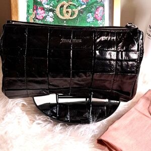 Miu Miu Matelassé Patent Leather Clutch Bag